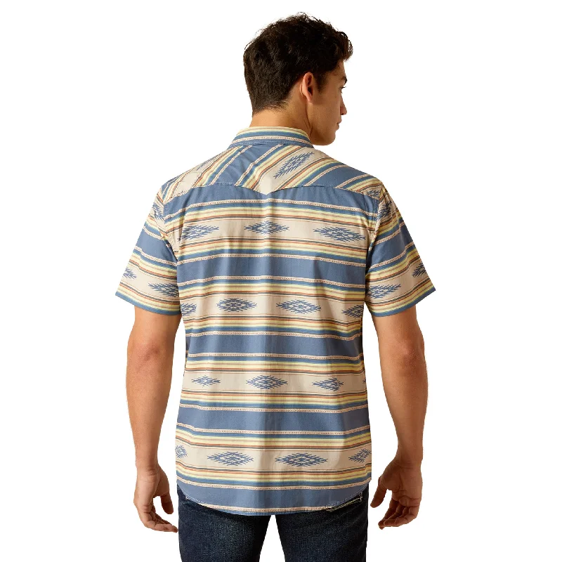 Ariat Men's Hebastian Sand & Blue Short Sleeve