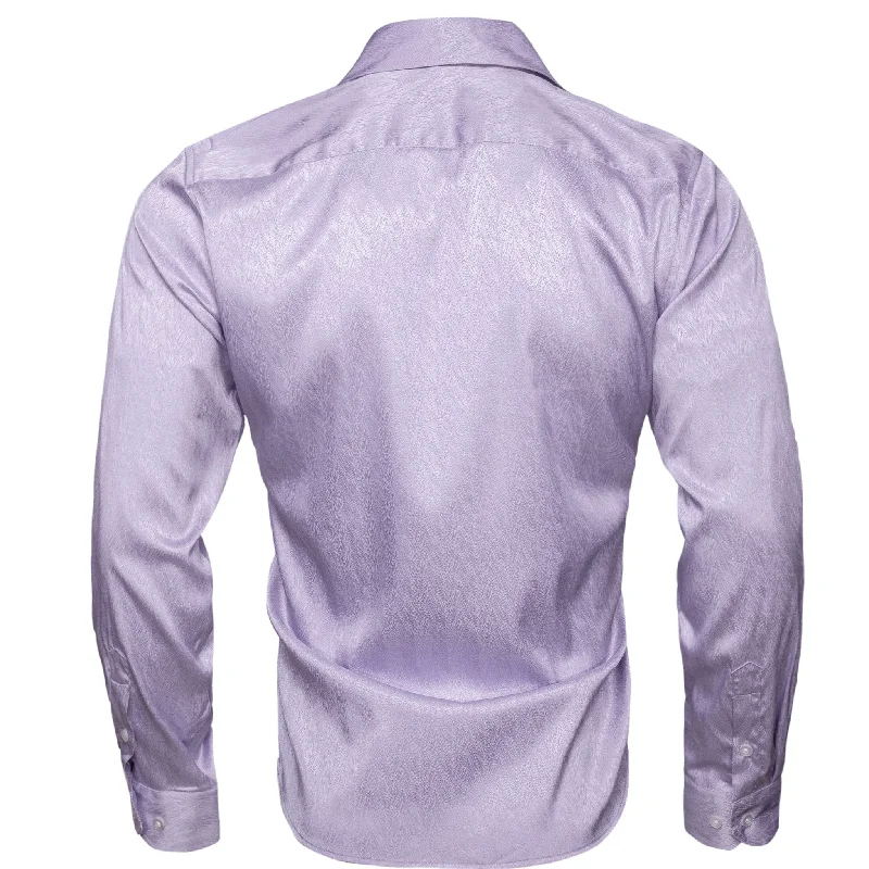 Lilac Purple Solid Silk Men's Long Sleeve Dress Shirt-CY-0552