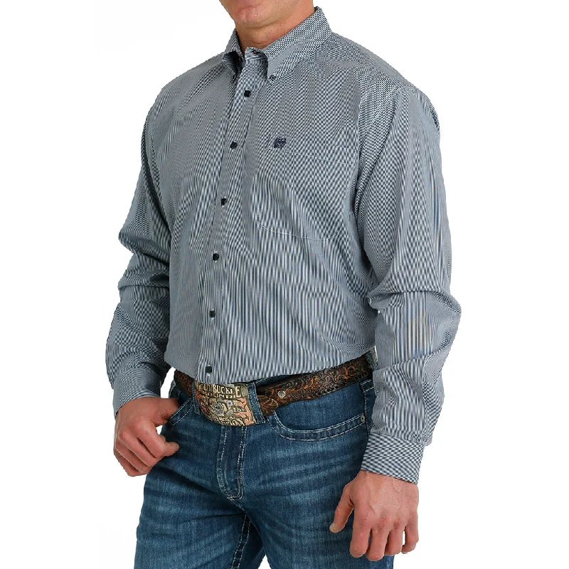 Cinch Men's Light Blue Micro Striped Long Sleeve