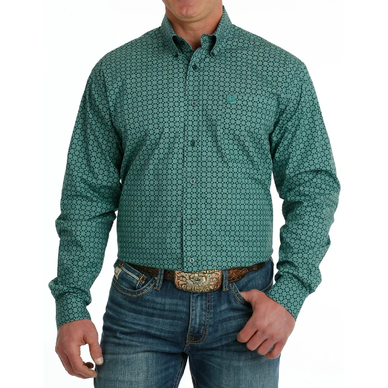 Cinch Men's Green Geo Print Shirt