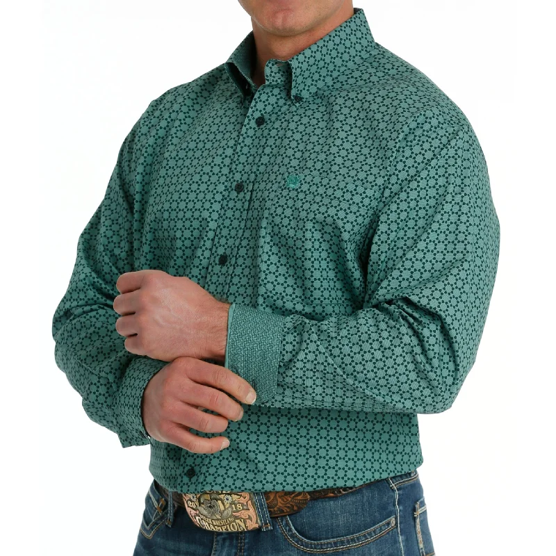 Cinch Men's Green Geo Print Shirt