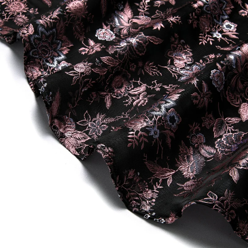 Maroon Black Flower Men's Shirt-CY-9008