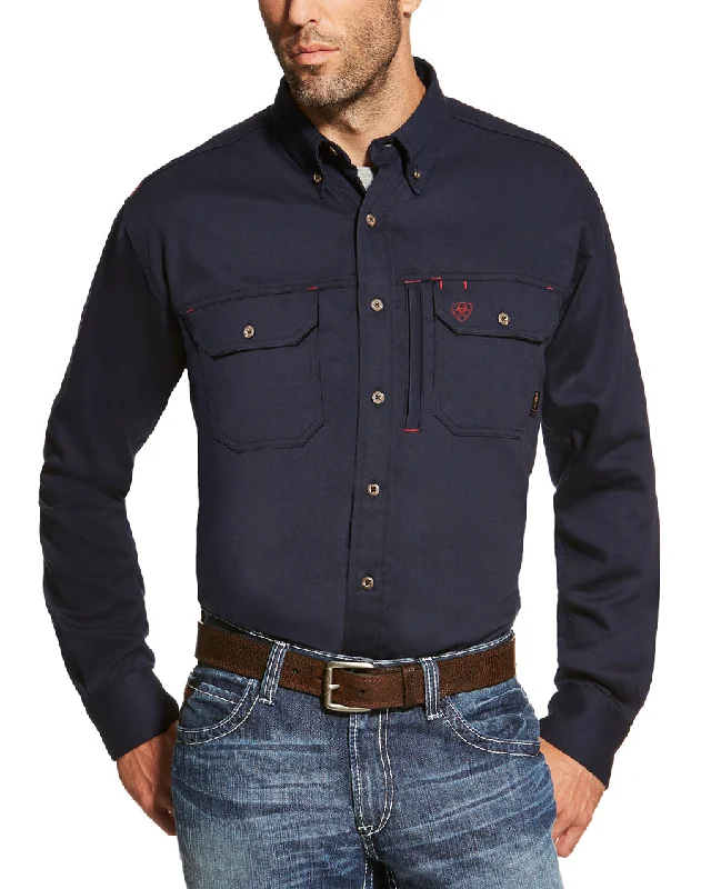 Men's Fire Resistant Vented Long Sleeve Work Shirt - Navy