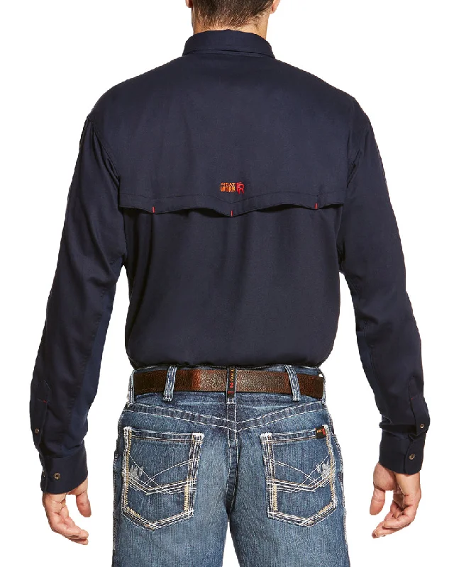 Men's Fire Resistant Vented Long Sleeve Work Shirt - Navy