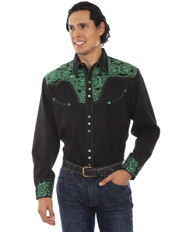 Men's Floral Tooled Western Shirt