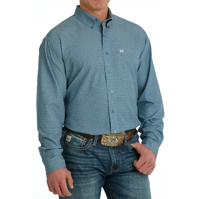 Cinch Men's Arena Flex Blue Long Sleeve