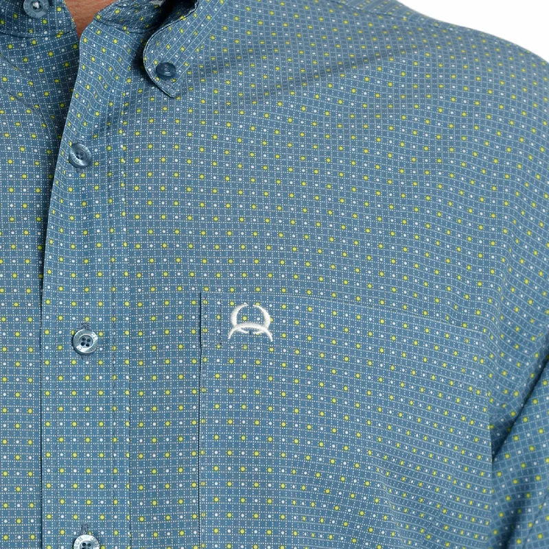 Cinch Men's Arena Flex Blue Long Sleeve