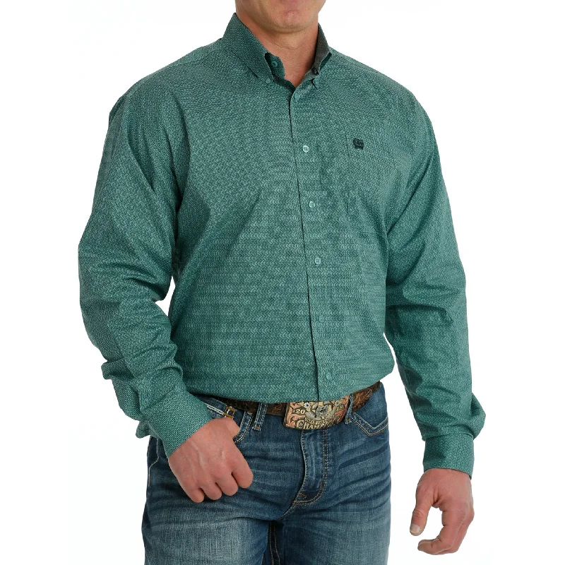 Cinch Men's Green Geo Print Shirt