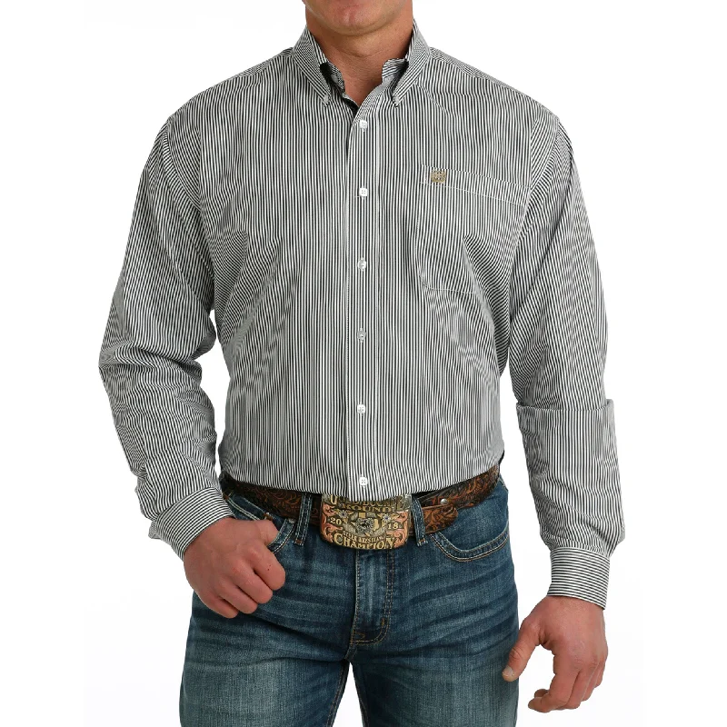 Cinch Men's Stripe White Long Sleeve