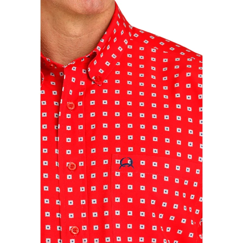 Cinch Men's Red Print Arenaflex Short Sleeve