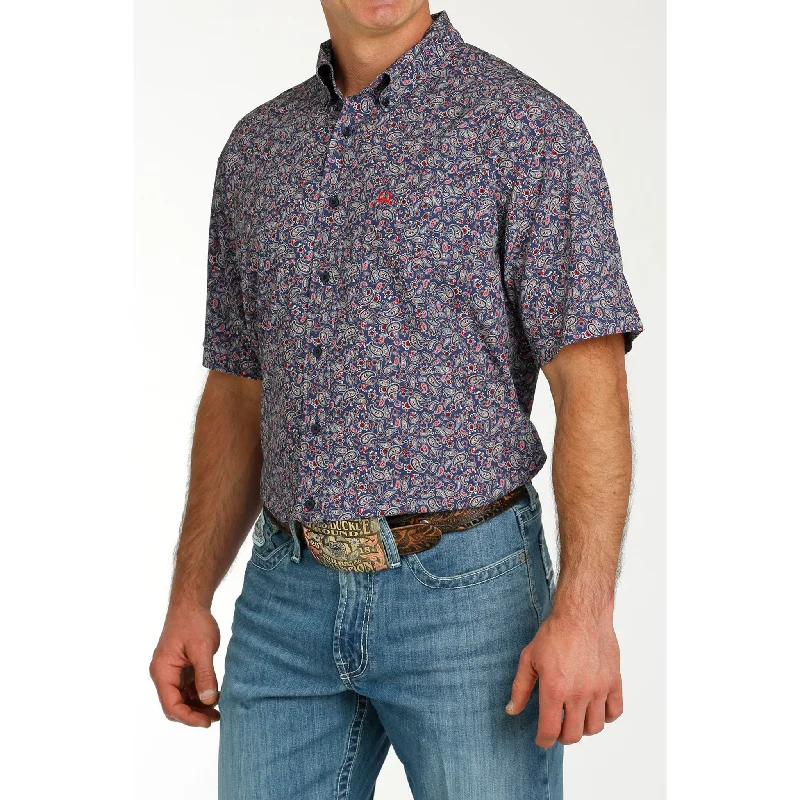 Cinch Men's Navy Print Short Sleeve