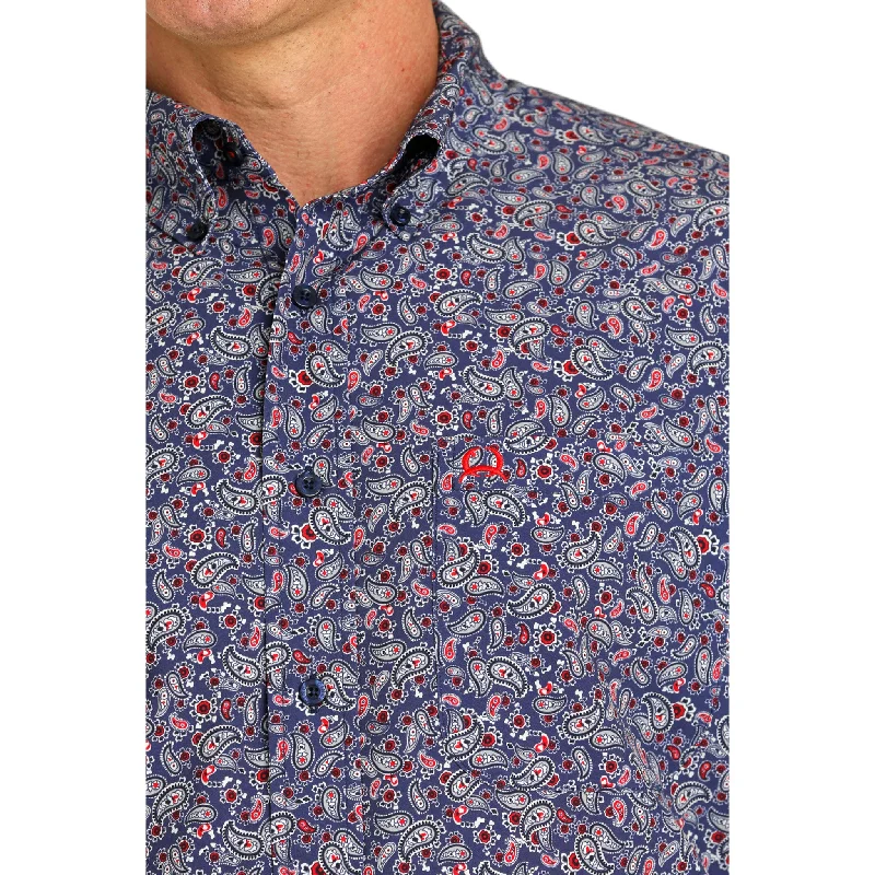 Cinch Men's Navy Print Short Sleeve