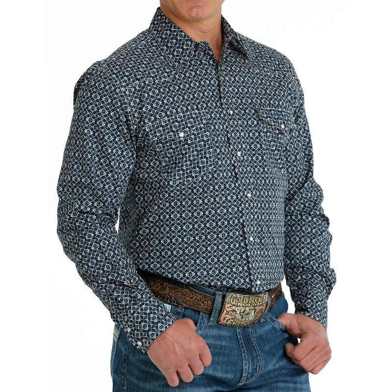 Cinch Men's Navy Geo Print Shirt