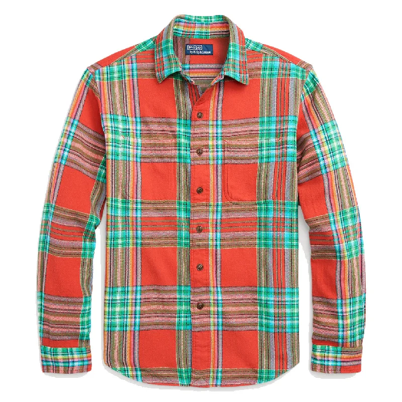 Polo Ralph Lauren Classic Fit Plaid Flannel Workshirt Red/Green Multi