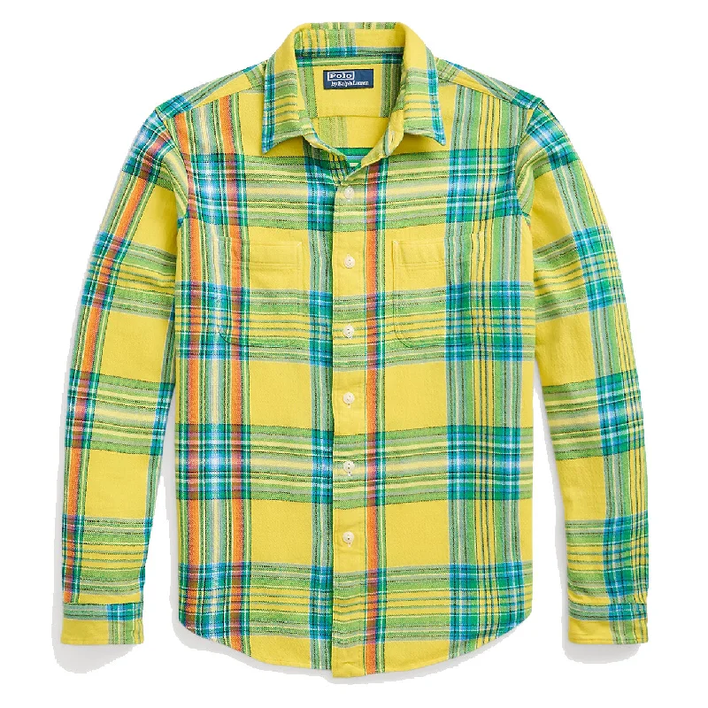 Polo Ralph Lauren Classic Fit Plaid Flannel Workshirt Yellow/Green Multi