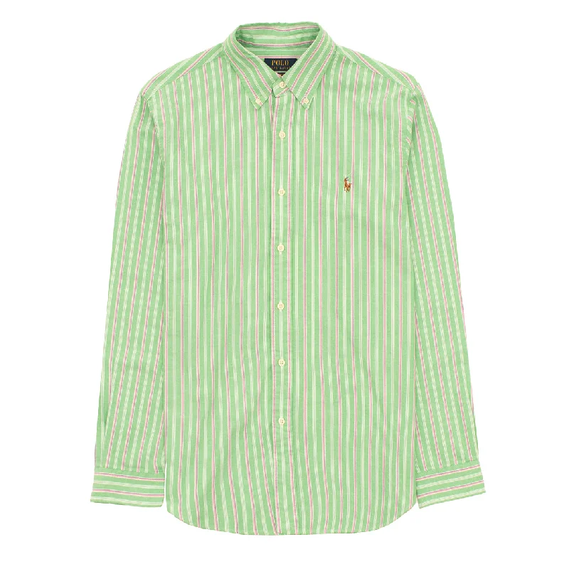 Polo Ralph Lauren Striped Oxford Shirt Green Pink Multi