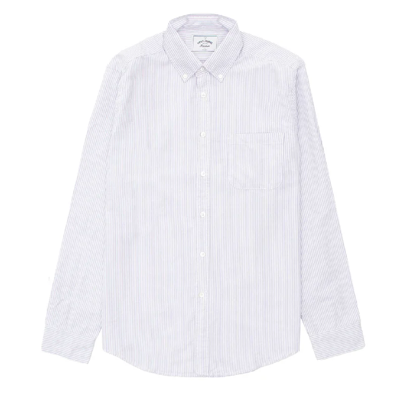 Portuguese Flannel L/S Oxford Button Down Belavista Shirt Stripe Lavanda