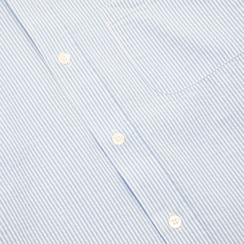 Portuguese Flannel L/S Seersucker Atlantico Shirt Stripe Blue