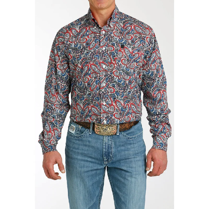 Cinch Men's Red,White & Blue Paisley  Long Sleeve