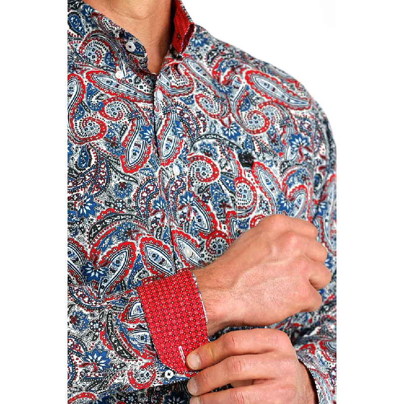 Cinch Men's Red,White & Blue Paisley  Long Sleeve