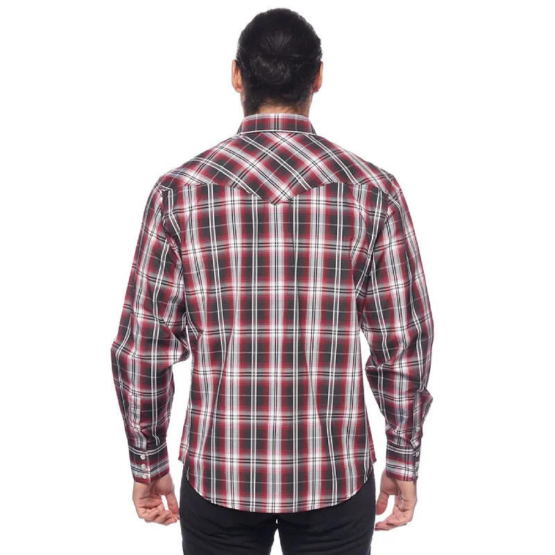 Avalon Men's Red/Grey/Black Plaid Long Sleeve