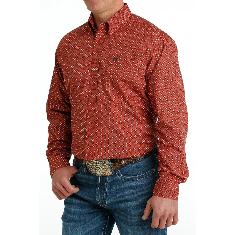 Cinch Men's Red Geo Print Shirt