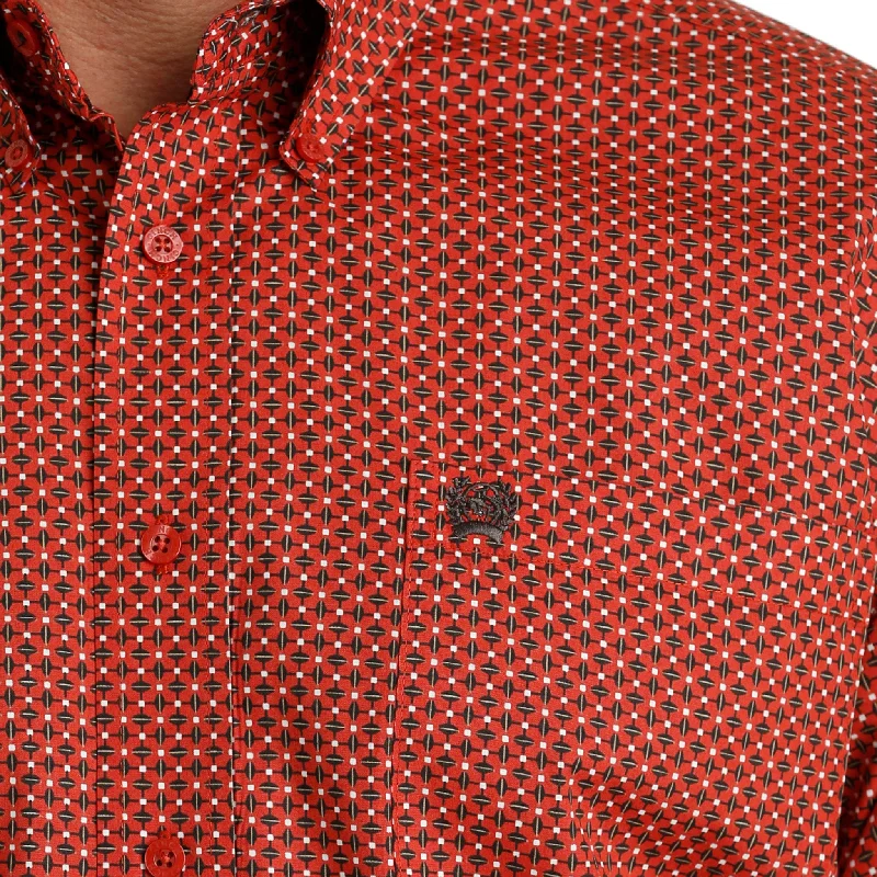 Cinch Men's Red Geo Print Shirt