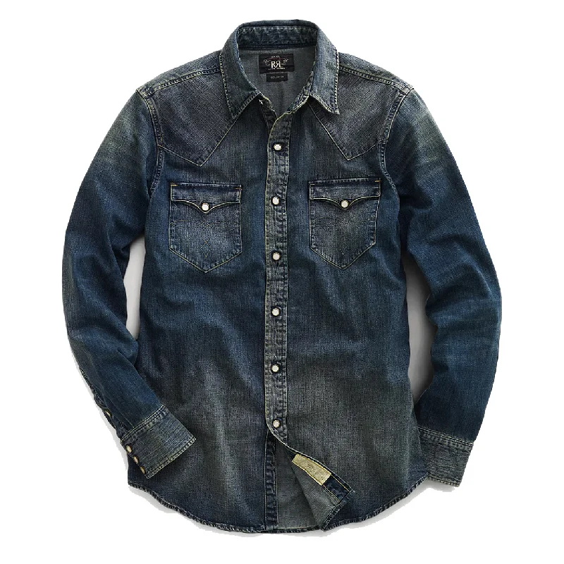 RRL By Ralph Lauren Buffalo West L/S Sport Shirt Dark Wash Blue