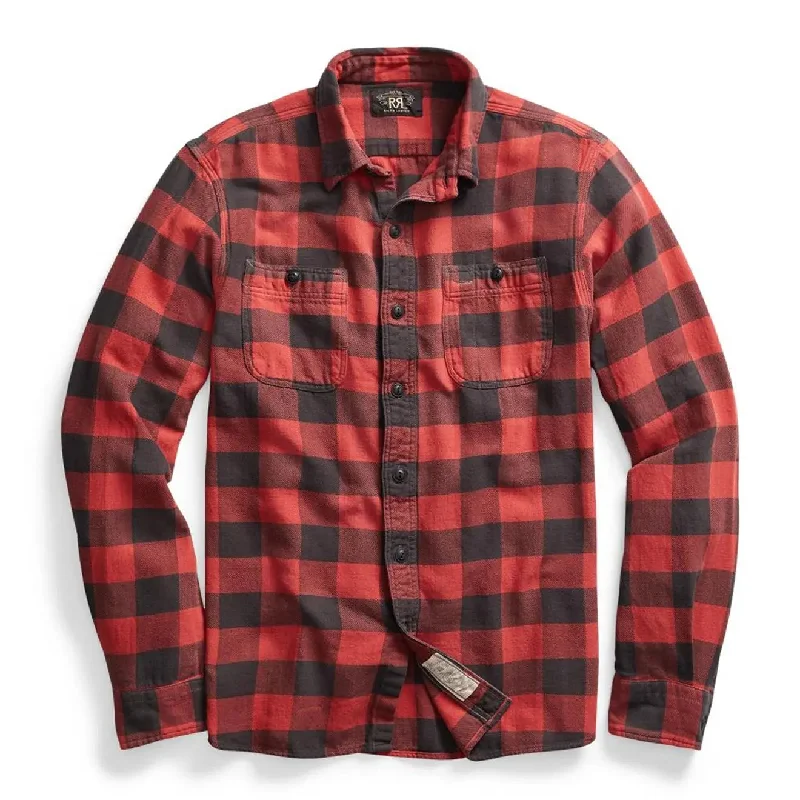 RRL by Ralph Lauren Farrell Workshirt Twill Plaid L/S Red / Black