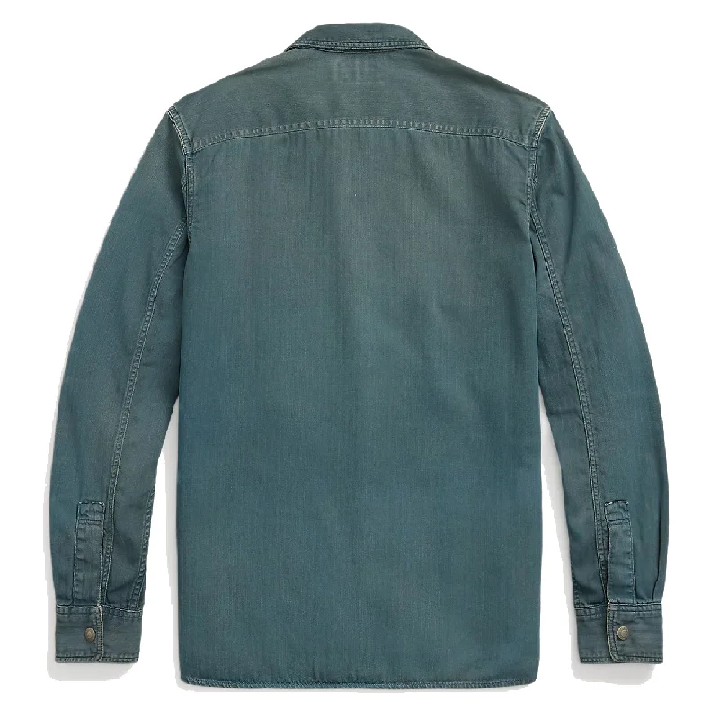 RRL by Ralph Lauren Garment-Dyed Herringbone Twill Workshirt Slate Blue