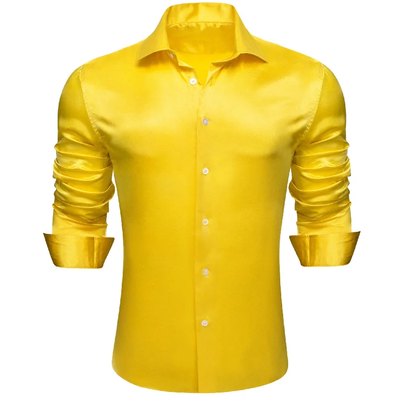 Simon.Von Bright Yellow Solid Silk Shirt- CY-0514