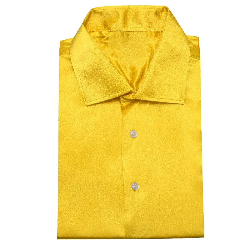 Simon.Von Bright Yellow Solid Silk Shirt- CY-0514