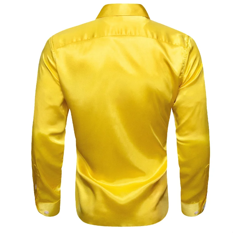 Simon.Von Bright Yellow Solid Silk Shirt- CY-0514