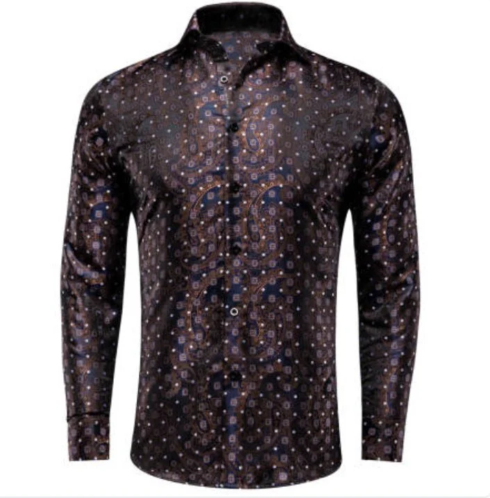 Simon Von Brown Paisley  Shirt- CY-1074