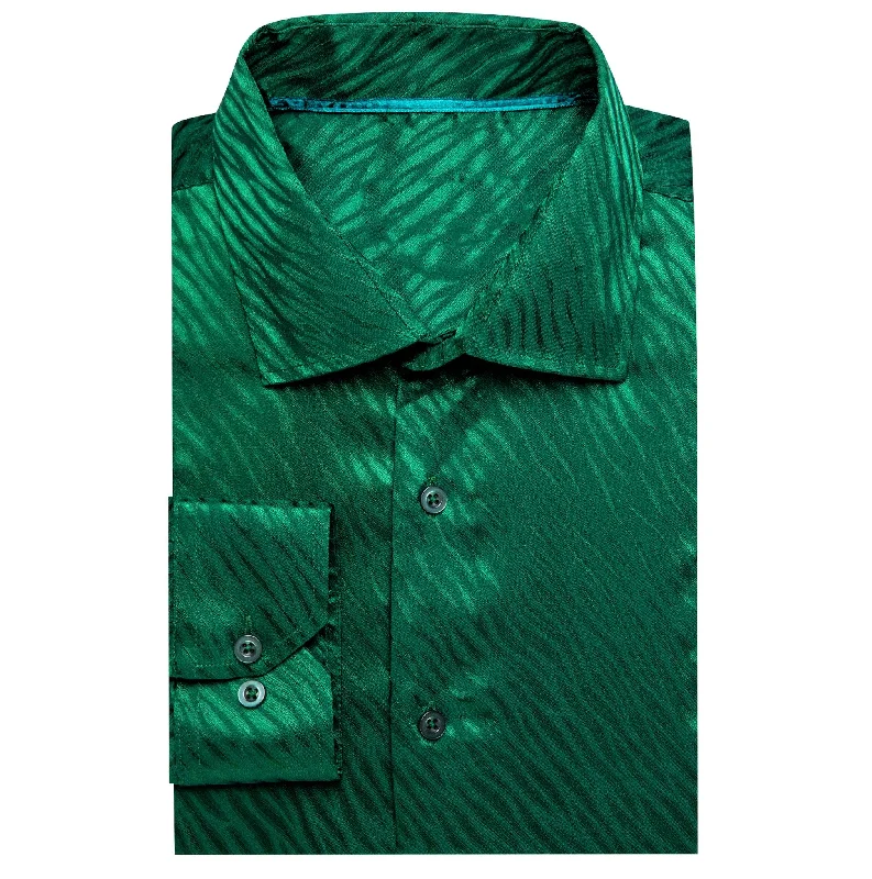 Simon.Von  Grass Green Ripple Silk Men's Shirt- CY-0676