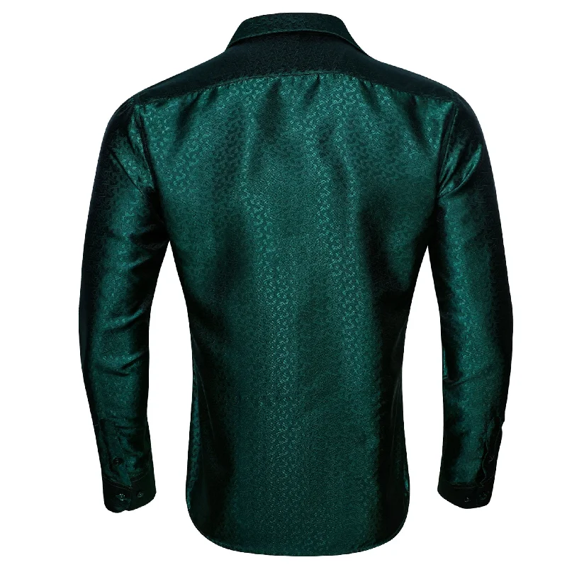 Simon.Von  Green Lattice Silk Men's Shirt- CY-0433