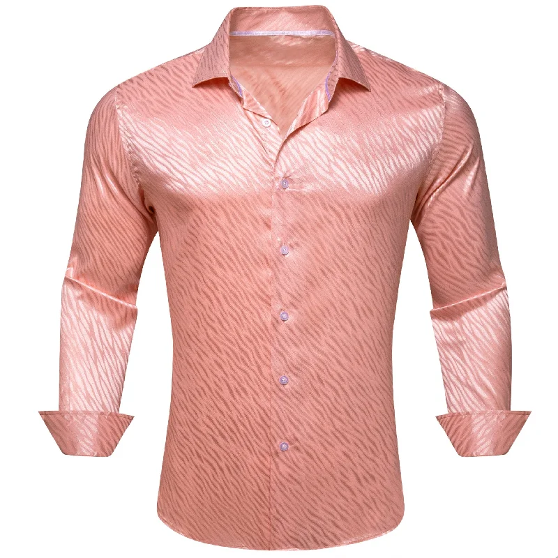 Simon.Von  Light Red Ripple Silk Men's Shirt-CY-0677