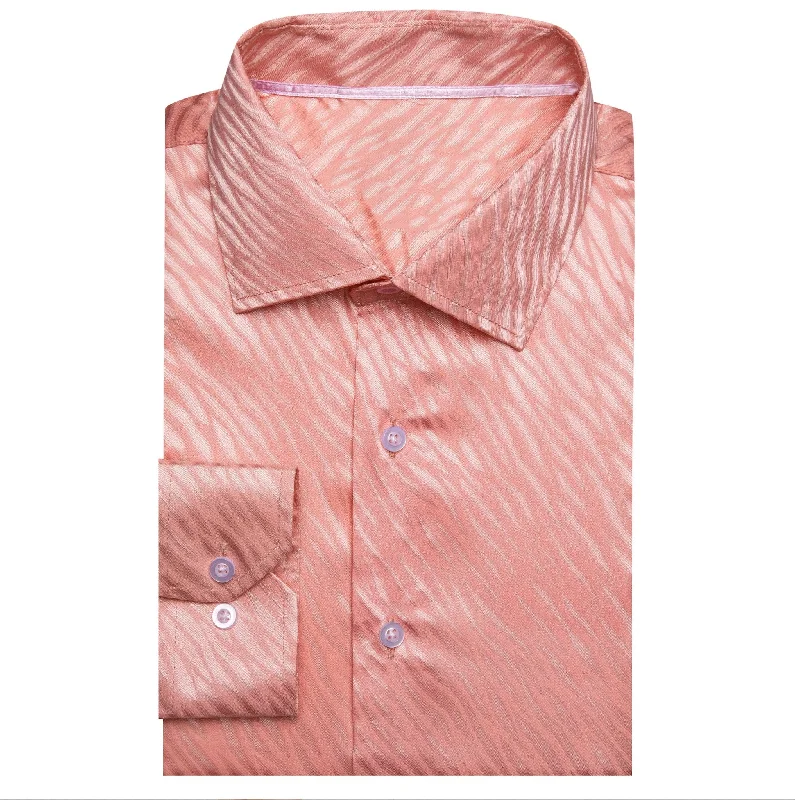 Simon.Von  Light Red Ripple Silk Men's Shirt-CY-0677