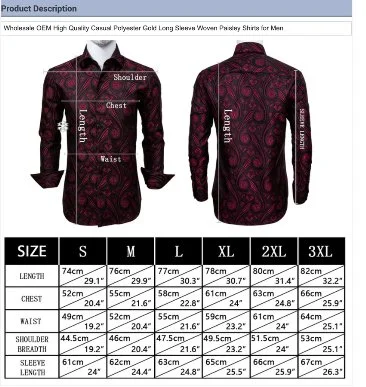 Simon Von New Fashionable Red Paisley Silk  Men's Shirt -CY-0034