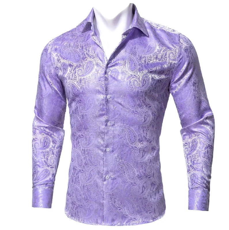 Simon Von New Purple Paisley Silk Shirt -CY-0423