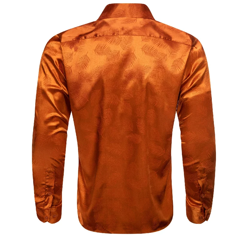 Simon.Von Orange Feather Silk Men's Shirt-0691