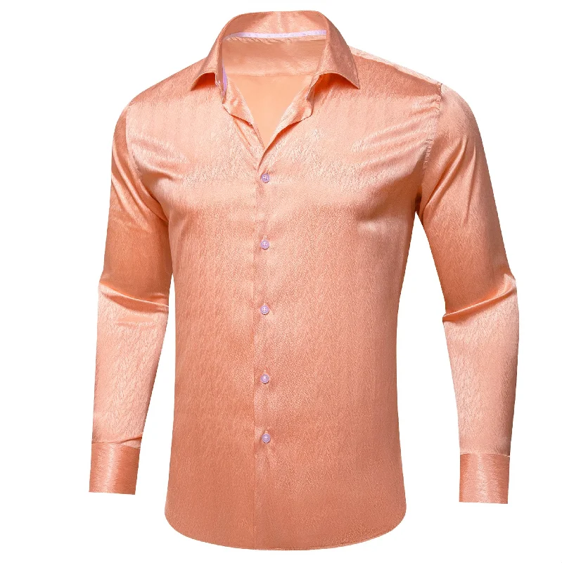 Simon.Von Pale Orange Solid Silk Men's Shirt-CY-0669