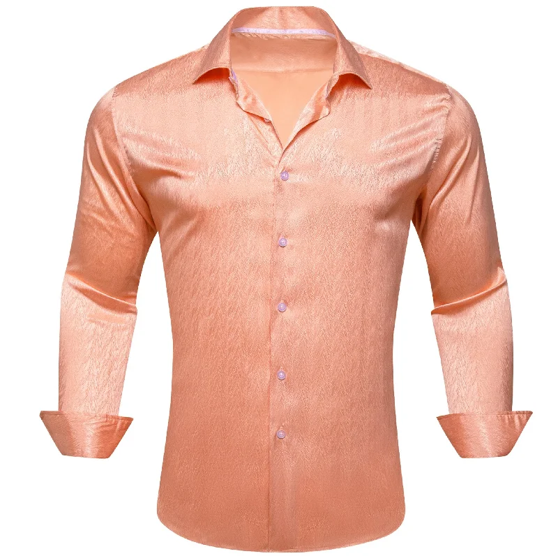 Simon.Von Pale Orange Solid Silk Men's Shirt-CY-0669