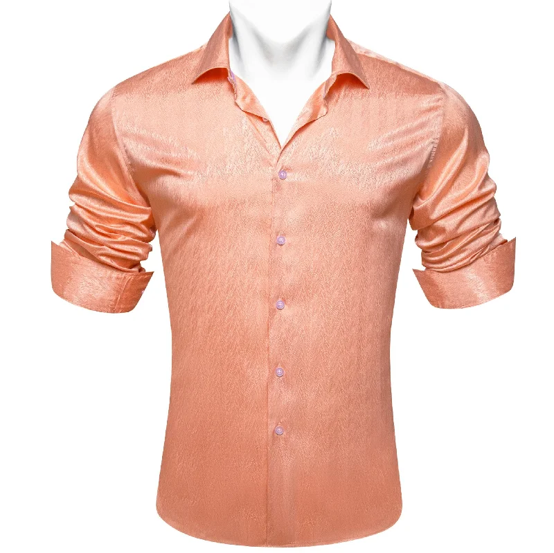 Simon.Von Pale Orange Solid Silk Men's Shirt-CY-0669