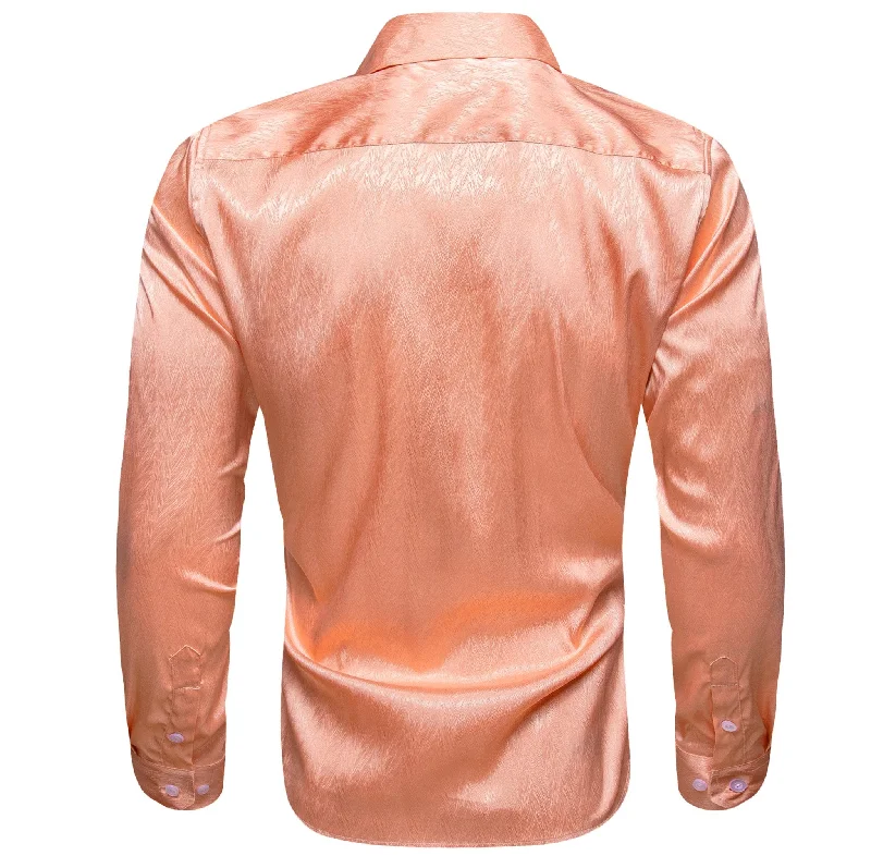 Simon.Von Pale Orange Solid Silk Men's Shirt-CY-0669