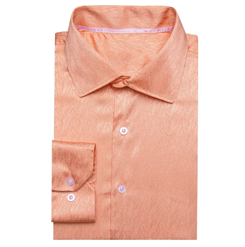 Simon.Von Pale Orange Solid Silk Men's Shirt-CY-0669