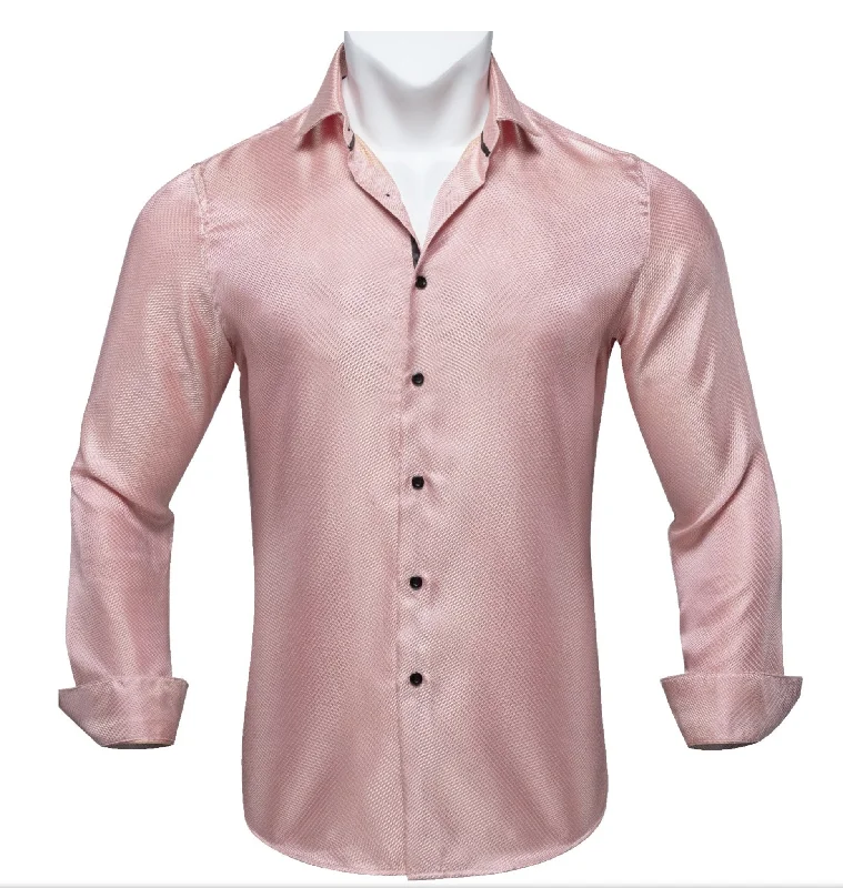 SIMON VON PINK SOLID SILK MEN'S SHIRT-CY2013