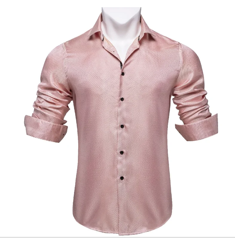 SIMON VON PINK SOLID SILK MEN'S SHIRT-CY2013