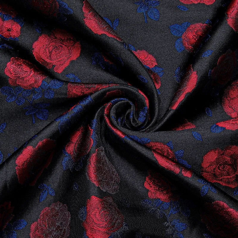 SIMON.VON RED BLUE FLORAL SILK MEN'S SHIRT- CY-2015