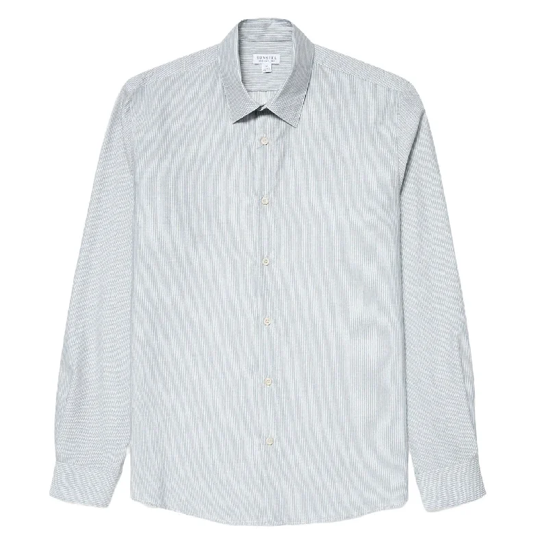 Sunspel Cotton Cashmere Shirt Light Blue / White